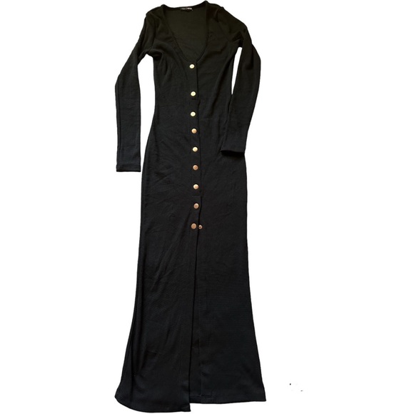 Fashion Nova Dresses Fashionnova Black Ribbed Button Down Maxi Dress Poshmark